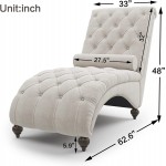 Button-Tufted Chaise Lounge Chair Linen Fabric with Toss Pillow Chaise Lounge Chair Indoor Leisure Sofa Couch for Bedrooom Living Room