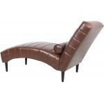 Chaise Lounge Indoor Faux Leather Leisure Chair Rest Sofa with Pillow Couch Recliner for Living Room Bedroom Dark Brown