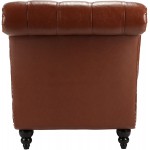 Chaise Lounge Indoor Lounge Chair for Bedroom Leather Tufted Chase Lounger Chair Indoor Comfortable Home Chaise Longue for Living Room Furniture Lounges Light Brown