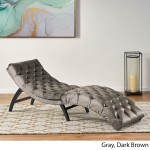 Christopher Knight Home Garret Tufted Velvet Chaise Lounge Grey Dark Brown