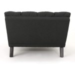 Christopher Knight Home Kaniel Traditional Tufted Fabric Double Chaise Dark Grey Dark Espresso