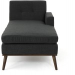 Christopher Knight Home Stormi Mid-Century Modern Fabric Chaise Lounge Muted Dark Grey Walnut