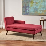 Christopher Knight Home Stormi Mid-Century Modern Fabric Chaise Lounge Red Walnut