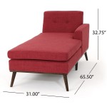 Christopher Knight Home Stormi Mid-Century Modern Fabric Chaise Lounge Red Walnut