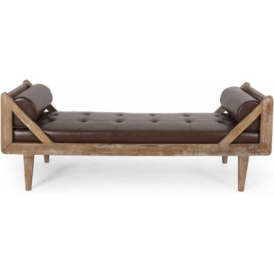 Christopher Knight Home Zentner CHAISE LOUNGE Dark Brown + Natural