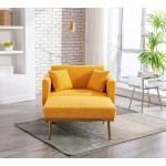 Convertible Chaise Lounge Chair Modern Lounger Chair with 3 Adjustable Angles Indoor Sleeper Sofa Bed with 2 Pillows 400 LBS Weight Capacity Mustard Teddy