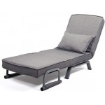 Convertible Sofa Bed Sleeper Chair 3-in-1 Multifunctional Chaise Lounge with 5-Position Adjustable Backrest Folding Arm Chair Sleeper with Pillow Lounge Couch for Small Spaces Office Gray