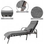 Crestlive Products Adjustable Chaise Lounge Chair with Cushion & Pillow Outdoor Five-Position Recliner All Weather for Patio Beach Yard Pool 2PCS Dark Gray