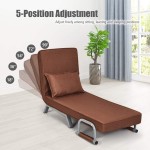 Giantex Convertible Sofa Bed Sleeper Chair 5 Position Adjustable Backrest Folding Arm Chair Sleeper w Pillow Upholstered Seat Leisure Chaise Lounge Couch for Home Office Coffee