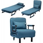 HOTLEA Chaise Lounge Chair Adjustable Folding Chair Sofa Bed Dual-Purpose Recliner Chair with Pillow Blue