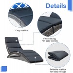 JOIVI Patio Chaise Lounge Outdoor Lounge Chair PE Rattan Foldable Chaise Lounger with Removable Dark Gray Cushion Suitable for Poolside Garden Balcony