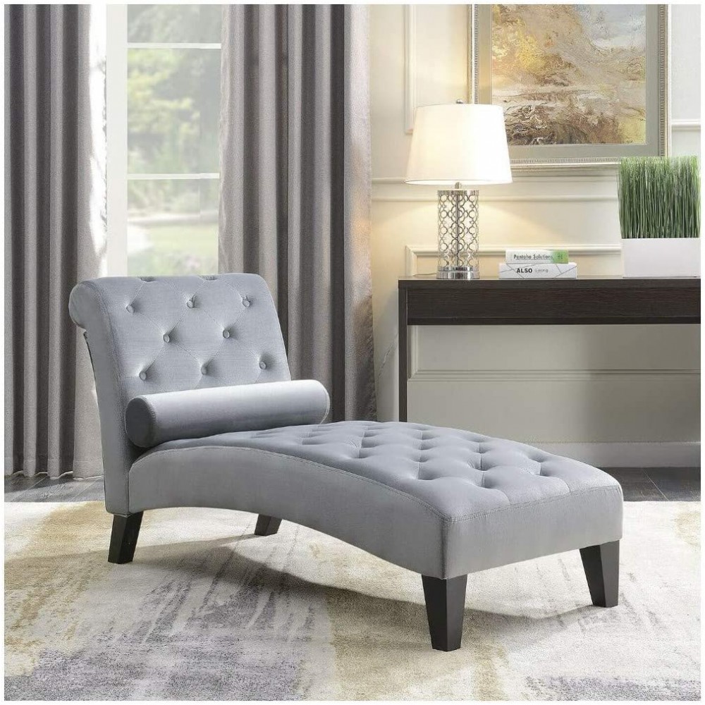 Living Room Button Tufted Leisure Furniture Chair Chaise Lounge Sofa Couch Gray • Elite Trading Post