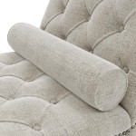 Merax 68” Linen Button Tufted Chaise Lounge Indoor Leisure Chair Rest Couch with 1 Bolster Pillow Sofas Beige