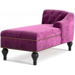 Modern Tufted Velvet Chaise Lounge Indoor Sleeper Lounge Sofa Chair Long Lounger for Living Room Home Office Bedroom Purple