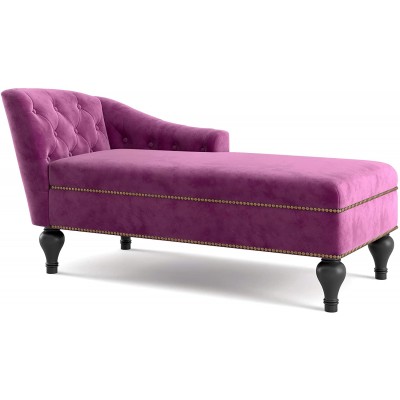 Modern Tufted Velvet Chaise Lounge Indoor Sleeper Lounge Sofa Chair Long Lounger for Living Room Home Office Bedroom Purple