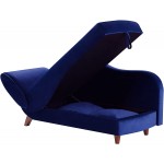 NOSGA Functional Indoor Chaise Lounge with Storage 2 Pillows and Solid Wood Legs Modern Velvet Upholstered Sofa Recliner for Living Room Bedroom Blue