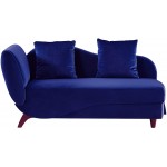 NOSGA Functional Indoor Chaise Lounge with Storage 2 Pillows and Solid Wood Legs Modern Velvet Upholstered Sofa Recliner for Living Room Bedroom Blue