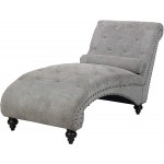 Roundhill Furniture Hervey Tufted Chenille Chaise Lounge with Nailhead Trim Gray