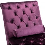 SSLine Velvet Chaise Lounge Chair with Toss Pillow,Upholstered Tufted Buttons Indoor Lounge Chair Futon Chair with Acrylic Feet for Living Room Office or Bedroom Purple