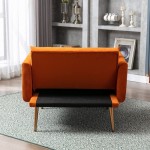 Sun yoba 2 in 1 Modern Tufted Chaise Lounge Chair Velvet Convertible Reclining Chair Indoor Adjustable Backrest Recliner Chair with Metal Legs for Living Room Bedroom Office Lounge Orange