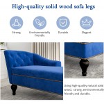 Takefuns Modern Tufted Velvet Chaise Lounge Upholstered Tufted Lounge Chair with Nailheaded and Wood Legs for Bedrooom Living Room,Blue
