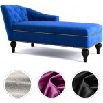 Takefuns Modern Tufted Velvet Chaise Lounge Upholstered Tufted Lounge Chair with Nailheaded and Wood Legs for Bedrooom Living Room,Blue