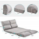 WEALTHGIRL Adjustable Floor Chaise Lounge Sofa Folding Lazy Sofa with Armrests and a Pillow Padded Gaming Chair for Living Room Bedroom