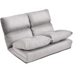 WEALTHGIRL Adjustable Floor Chaise Lounge Sofa Folding Lazy Sofa with Armrests and a Pillow Padded Gaming Chair for Living Room Bedroom