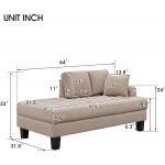 ZWMBYNModern Deep Tufted Chaise Lounge Chair Upholstered Textured Fabric Sofa Recliner Indoor Chair Long Lounge Single Sofa with Toss Pillow & Armrest for Living Room Bedroom Light Grey