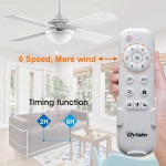 48 Inch DC Motor Modern White Ceiling Fan with Light and Remote Control Dimmable Bright LED Lighting & Ceiling Fan for Bedroom Living Room Dining Room 4 Blade