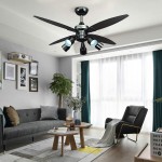 48-Inch Modern Black Rotating Lighting Ceiling Fan with Remote Control and Retractable Wood Blades 3 cloe 3 speed 2 Down rods adjustable silent motor for indoor