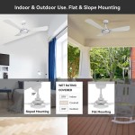 56 Inch Smart Wifi Ceiling Fans with Dimmable LED Lights and Remote Works with Alexa Google Home Siri APP Outdoor DC Fans with 10 Speeds Timer Schedule White