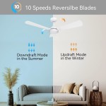 56 Inch Smart Wifi Ceiling Fans with Dimmable LED Lights and Remote Works with Alexa Google Home Siri APP Outdoor DC Fans with 10 Speeds Timer Schedule White