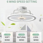CHANFOK Low Profile Ceiling Fan with Lights Modern Indoor Flush Mount Ceiling Fan with Remote Control LED Dimming Multi-Speed Invisible Blades Timing 19" White