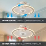 CHANFOK Low Profile Ceiling Fan with Lights Modern Indoor Flush Mount Ceiling Fan with Remote Control LED Dimming Multi-Speed Invisible Blades Timing 19" White
