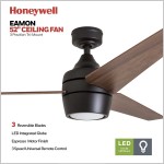 Honeywell Ceiling Fans 50603-01 Remote Control Led Eamon Modern Ceiling Fan 52" Bronze