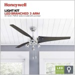 Honeywell Ceiling Fans 50611-01 High Power Ceiling Fan LED 56" Industrial 3 Black ABS Blades Brushed Nickel