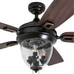 Honeywell Ceiling Fans 50615-01 Glencrest Indoor & Outdoor Ceiling Fan LED Edison Bulbs ETL Damp Rated Aged Teak Dark Walnut Blades 52” Espresso Bronze