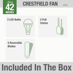 Hunter Crestfield Indoor Low Profile Ceiling Fan with LED Light and Pull Chain Control 42" Noble Bronze