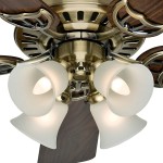 Hunter Fan 52 inch White Ceiling Fan with a Frosted Glass Light Kit 5 Blade Renewed Antique Brass
