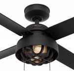 Hunter Spring Mill Indoor Outdoor Ceiling Fan with LED Lights and Pull Chain Control 52" Matte Black