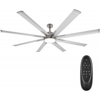 hykolity 72 Inch Damp Rated Industrial DC Motor Ceiling Fan W  LED Light Reversible Motor and Blade ETL Listed Indoor Ceiling Fans for Kitchen Bedroom Living Room Basement 6-Speed Remote Control
