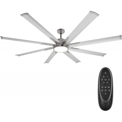 hykolity 72 Inch Damp Rated Industrial DC Motor Ceiling Fan W  LED Light Reversible Motor and Blade ETL Listed Indoor Ceiling Fans for Kitchen Bedroom Living Room Basement 6-Speed Remote Control