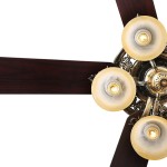 Indoor Ceiling Fan Light Fixtures FINXIN New Bronze Remote LED 52 Ceiling Fans For Bedroom,Living Room,Dining Room Including Motor,5-Light,5-Blades,Remote Switch New Bronze