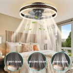 Lighting & Ceiling Fans With Lights Remote Control Modern Enclosed Bladeless Low Profile Led Acrylic Sealing Fandelier Dimmable Quiet Timing High Speed For Indoor Kitchen Living Room Farm House