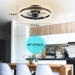 Lighting & Ceiling Fans With Lights Remote Control Modern Enclosed Bladeless Low Profile Led Acrylic Sealing Fandelier Dimmable Quiet Timing High Speed For Indoor Kitchen Living Room Farm House