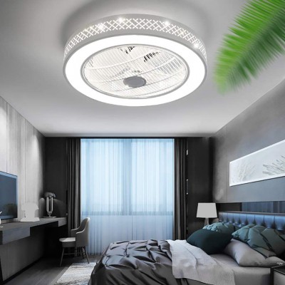 Minney Ceiling Fan with Light 22 inches Semi Flush Mount Enclosed Shell Fully Dimmable LED Lighting Caged Ceiling Fan with Remote Control for Low Profile Room