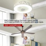 Modern Ceiling Fan with Lights and Remote,Dimmable Enclosed Ceiling Fan Low Profile Ceiling Fan light fixture,20inch Iron Ceiling Fans Timing 3 Color Lighting 3 Speeds Quiet Fan for Bedroom Kids Room