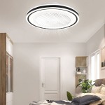 QZFH Low Profile Ceiling Fan with Light Remote Control 19 inches LED Dimmable lighting Modes 3 Wind Speeds 110V Semi Flush Mount Invisible Enclosed Blade Mute Fan Lights for Small Bedroom