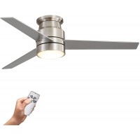 warmiplanet Flush Mount Ceiling Fan with Lights Remote Control 52-Inch Brushed Nickel3-Blades